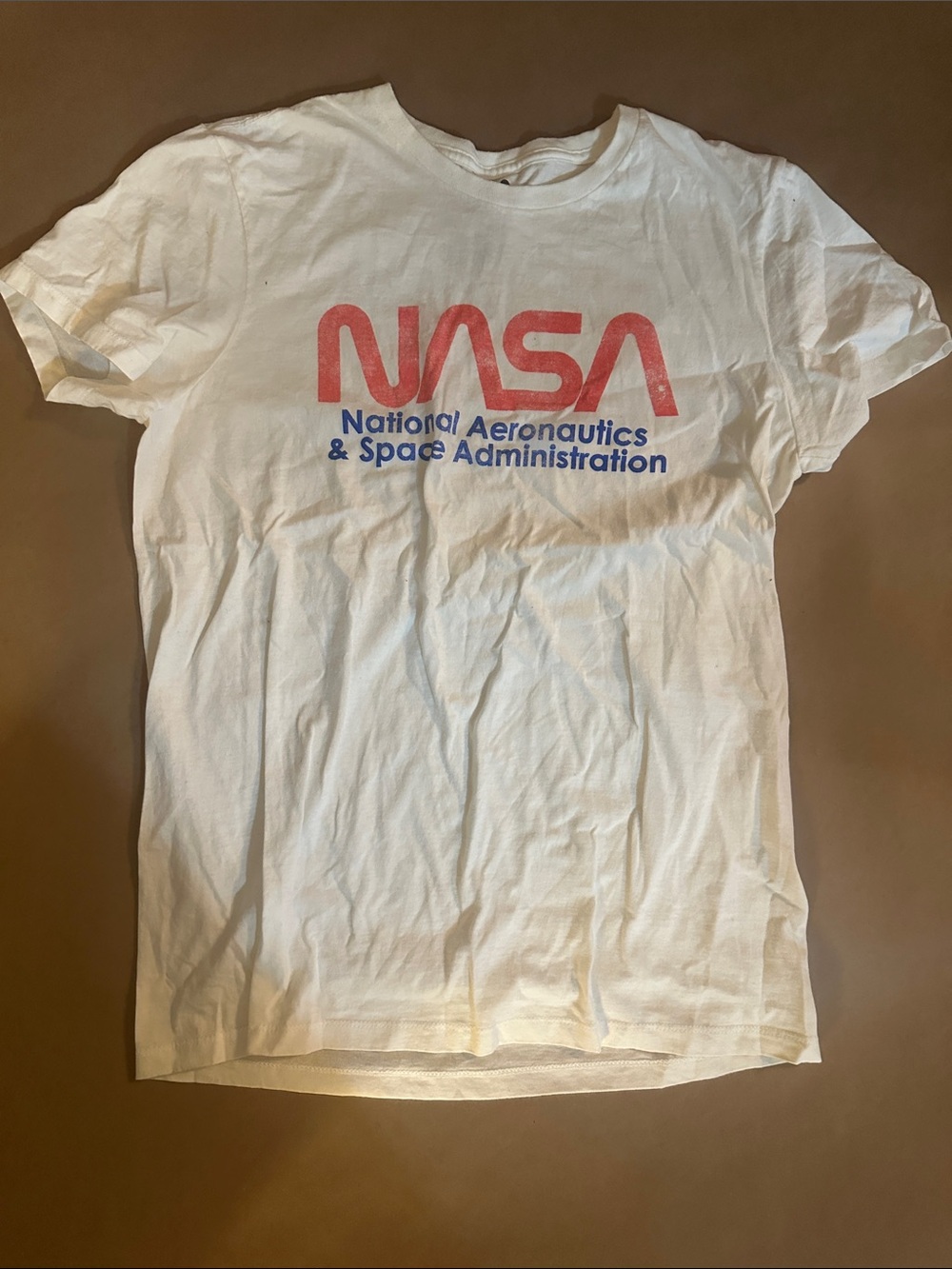 NASA Logo White Short Sleeve T-Shirt - Red/Blue Print